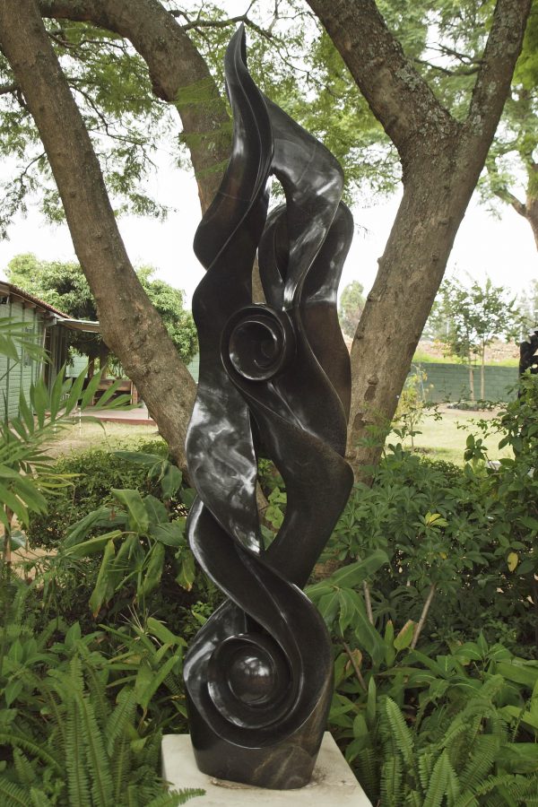 Zimbabwean sculpture Ululating by Onias Mupumha