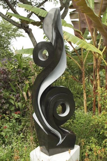 Abstract Shona stone sculpture Sunflower by Ishmael Chitiyo