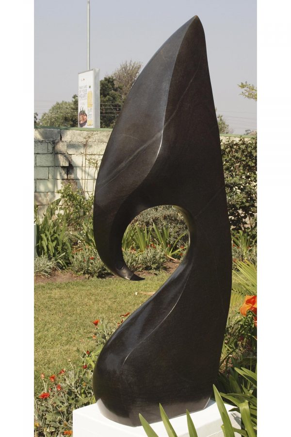 Abstract Shona stone sculpture Kingfisher by Nesbert Mukomberanwa right side