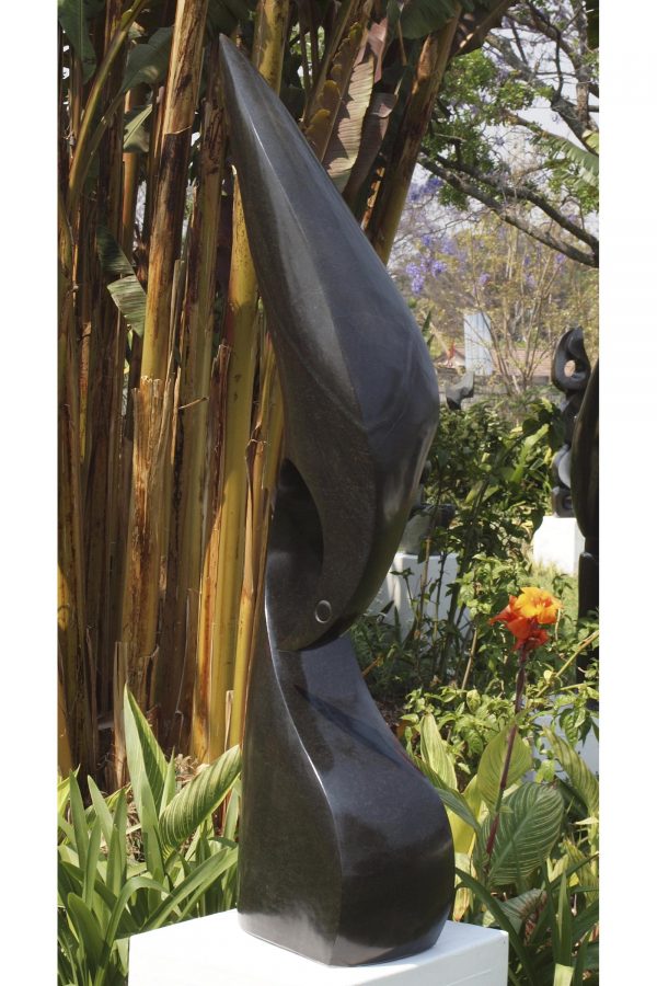 Abstract Shona stone sculpture Kingfisher by Nesbert Mukomberanwa front