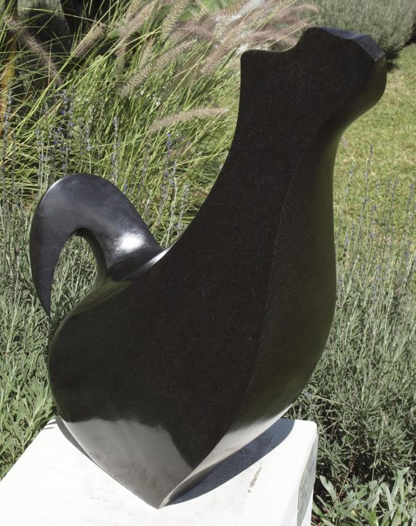 Abstract bird sculpture Relaxing Bird by Nesbert Mukomberanwa front right