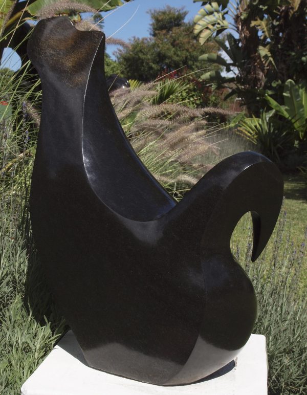 Abstract bird sculpture Relaxing Bird by Nesbert Mukomberanwa back right