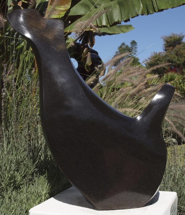 Abstract bird sculpture Relaxing Bird by Nesbert Mukomberanwa back