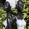 Large stone sculpture Always Together by Rufaro Murenza close up
