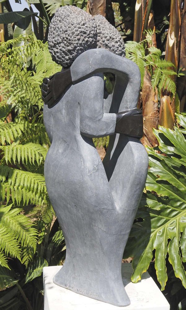 Shona stone sculpture lovers couple - Special Time by Jetro Zinyeka back left