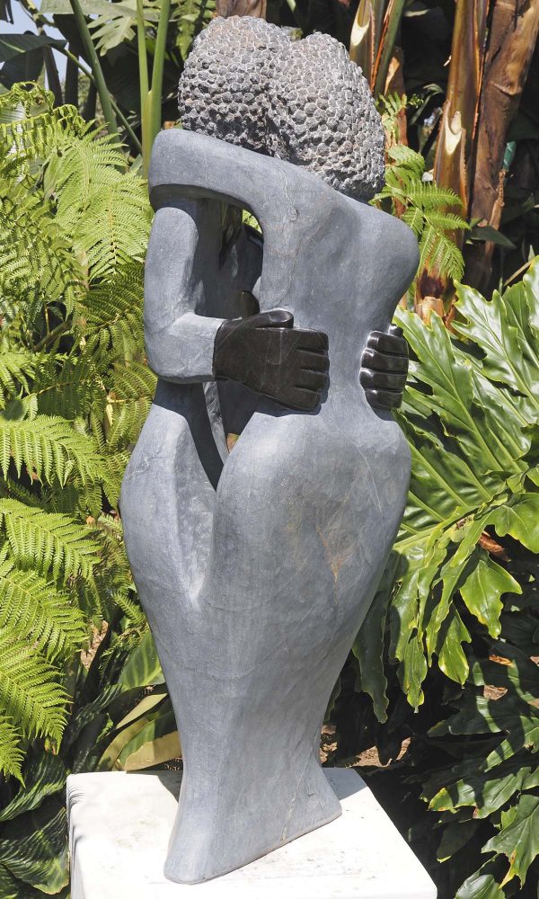 Shona stone sculpture lovers couple - Special Time by Jetro Zinyeka back right