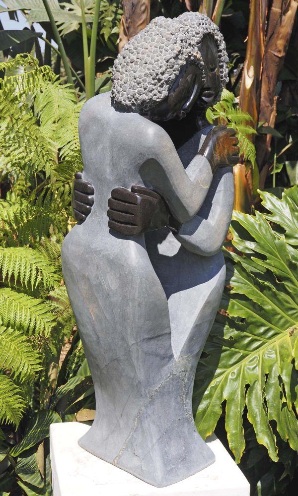 Shona stone sculpture lovers couple - Special Time by Jetro Zinyeka front left