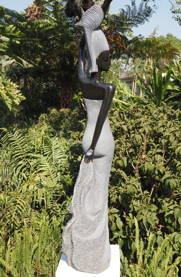 Garden sculpture female form - It's My Day by Tutani Mgabazi left side