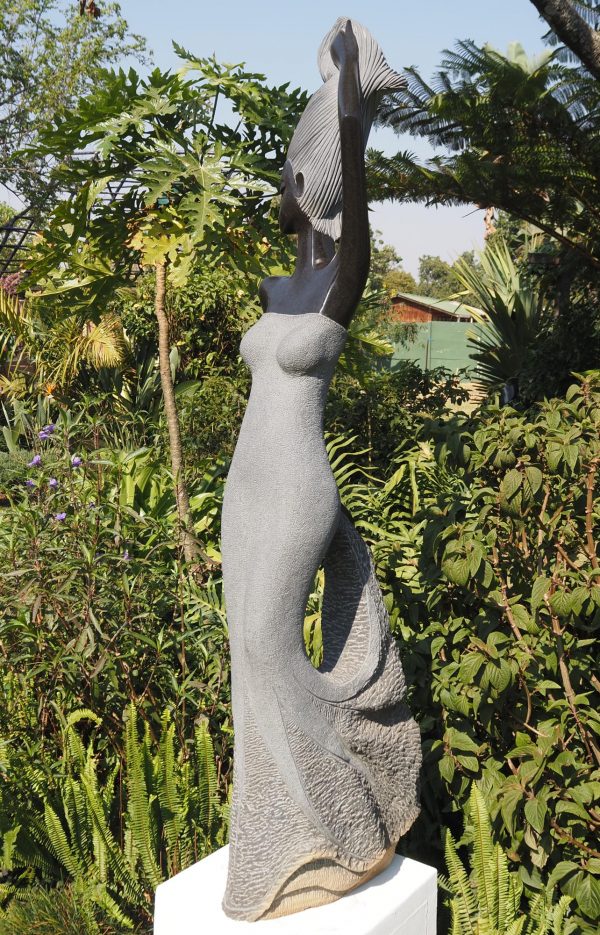 Garden sculpture female form - It's My Day by Tutani Mgabazi back left