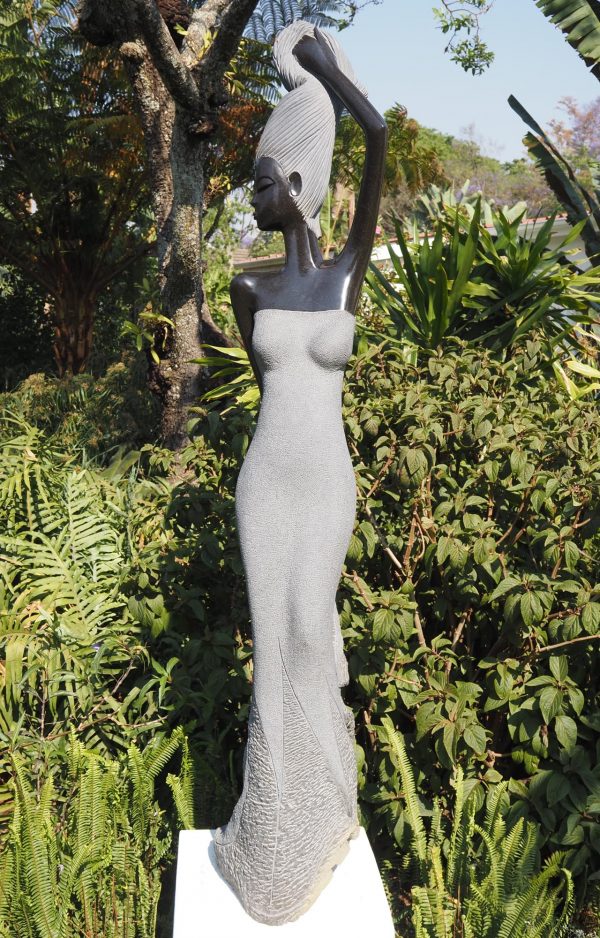 Garden sculpture female form - It's My Day by Tutani Mgabazi right side