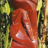 Birds sculpture red stone Tickling by Tago Tazvitya front right
