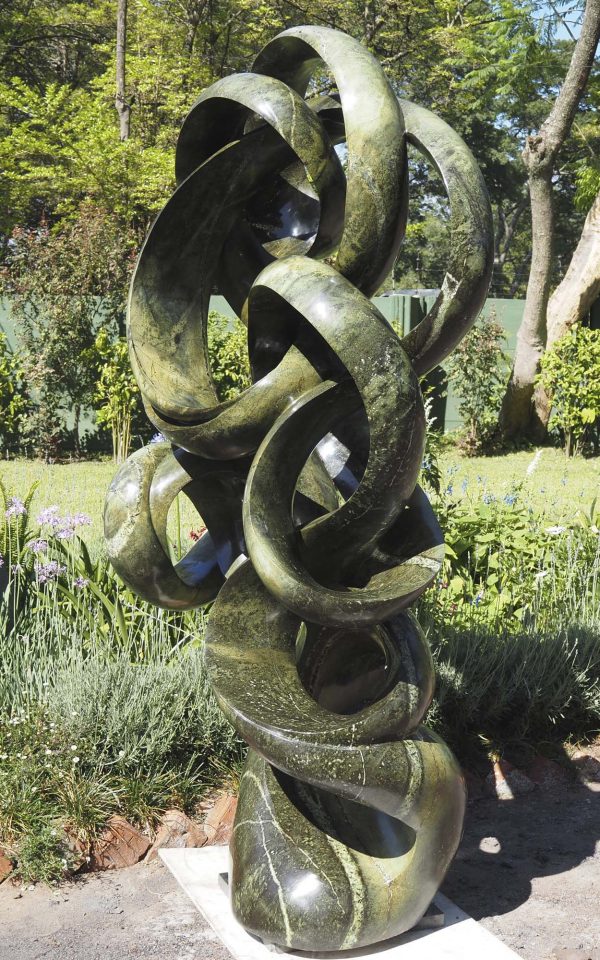 Abstract stone garden sculpture Achievements by Willard Bopoto front right II