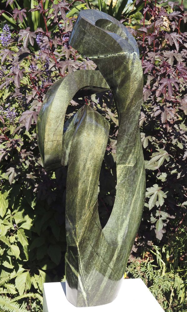 Abstract Shona stone sculpture - Wedding Day by Charles Kowo back left