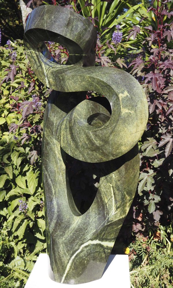 Abstract Shona stone sculpture - Wedding Day by Charles Kowo front right