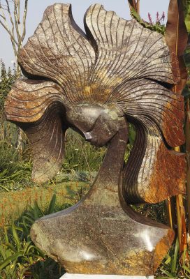 Large stone sculpture head - African Queen by Lovemore Bonjisi main image