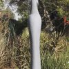 Garden stone bird sculpture - Preening Flamingo by Peter Chidzonga back