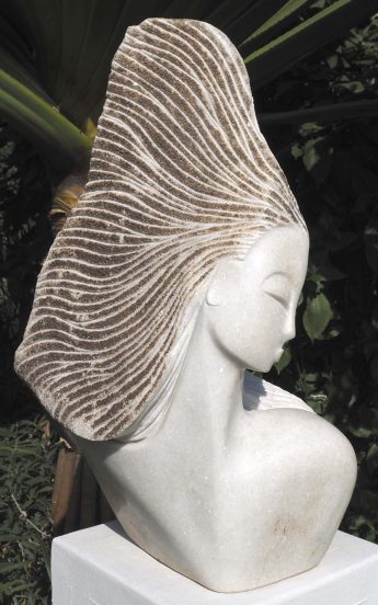 White marble bust head Staying Positive by Tutani Mgabazi main image