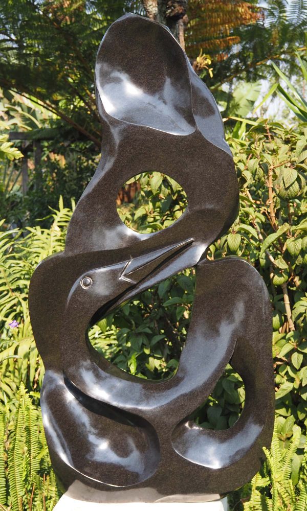 Garden stone bird sculpture - Joy Of Togetherness by Tago Tazvitya back