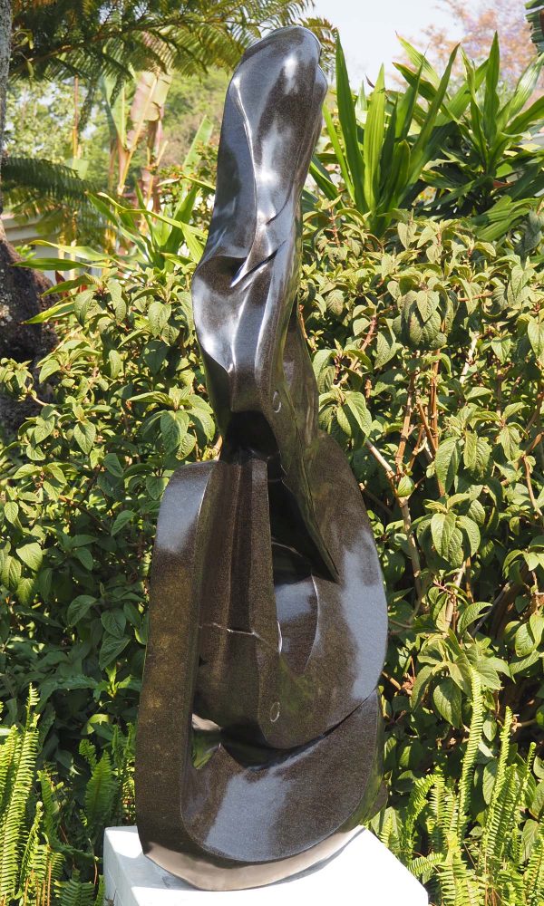 Garden stone bird sculpture - Joy Of Togetherness by Tago Tazvitya left side