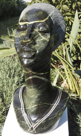Stone sculpture woman's head Dignity by Joe Mutasa main image