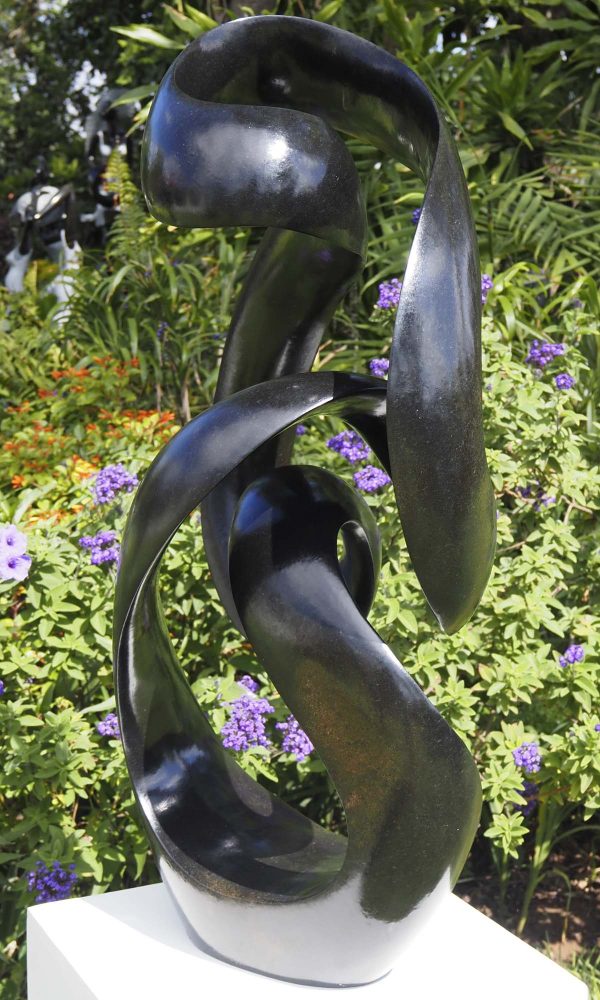 Original unique abstract sculpture - Sisters In Harmony by Tonderai Sowa back right