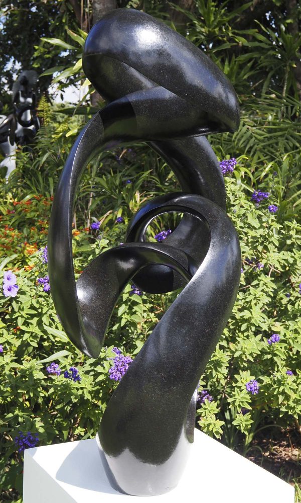 Original unique abstract sculpture - Sisters In Harmony by Tonderai Sowa back left
