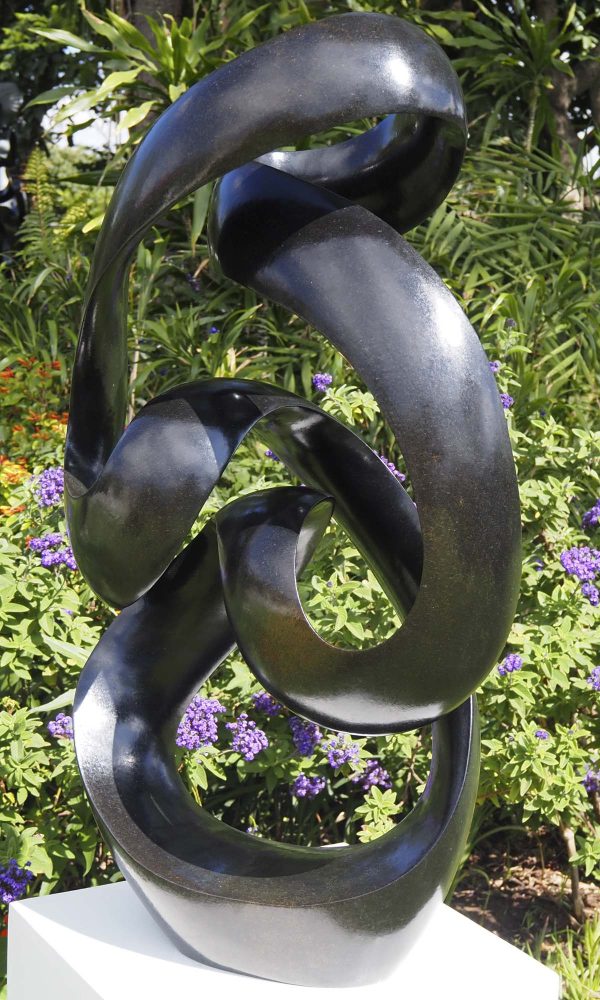 Original unique abstract sculpture - Sisters In Harmony by Tonderai Sowa front right